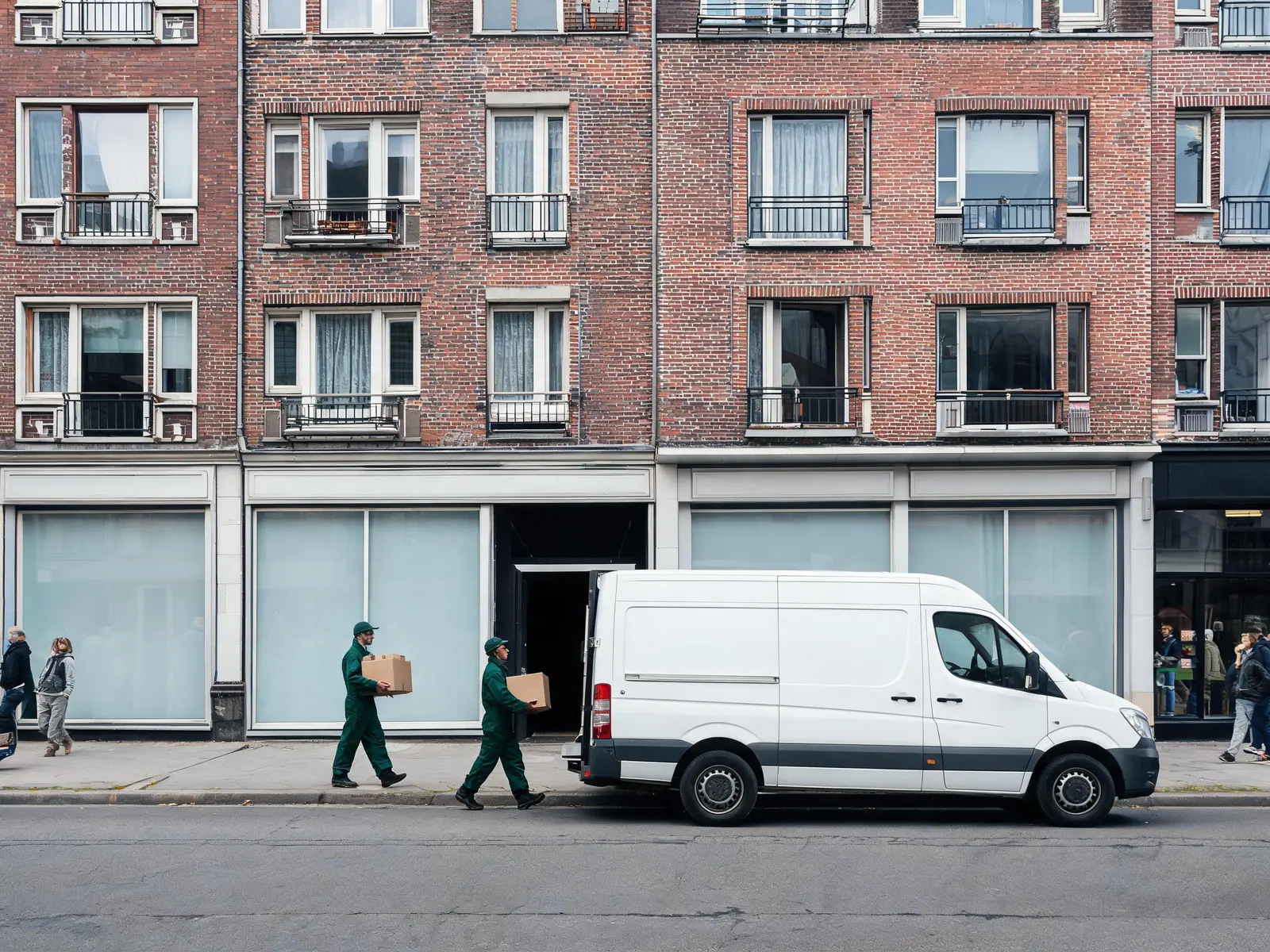 Appartementen boven winkels aan een drukke steenweg in Merksem